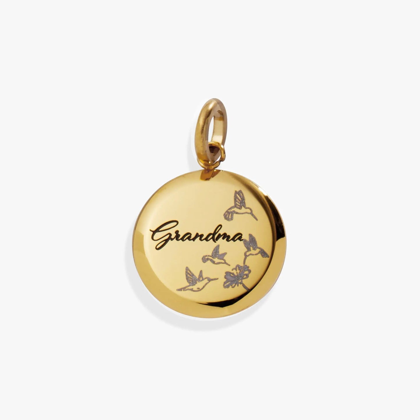 Grandma Hummingbird Disc Charm for Family Heart