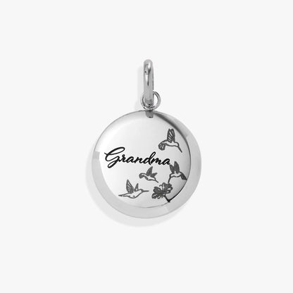 Grandma Hummingbird Disc Charm for Family Heart