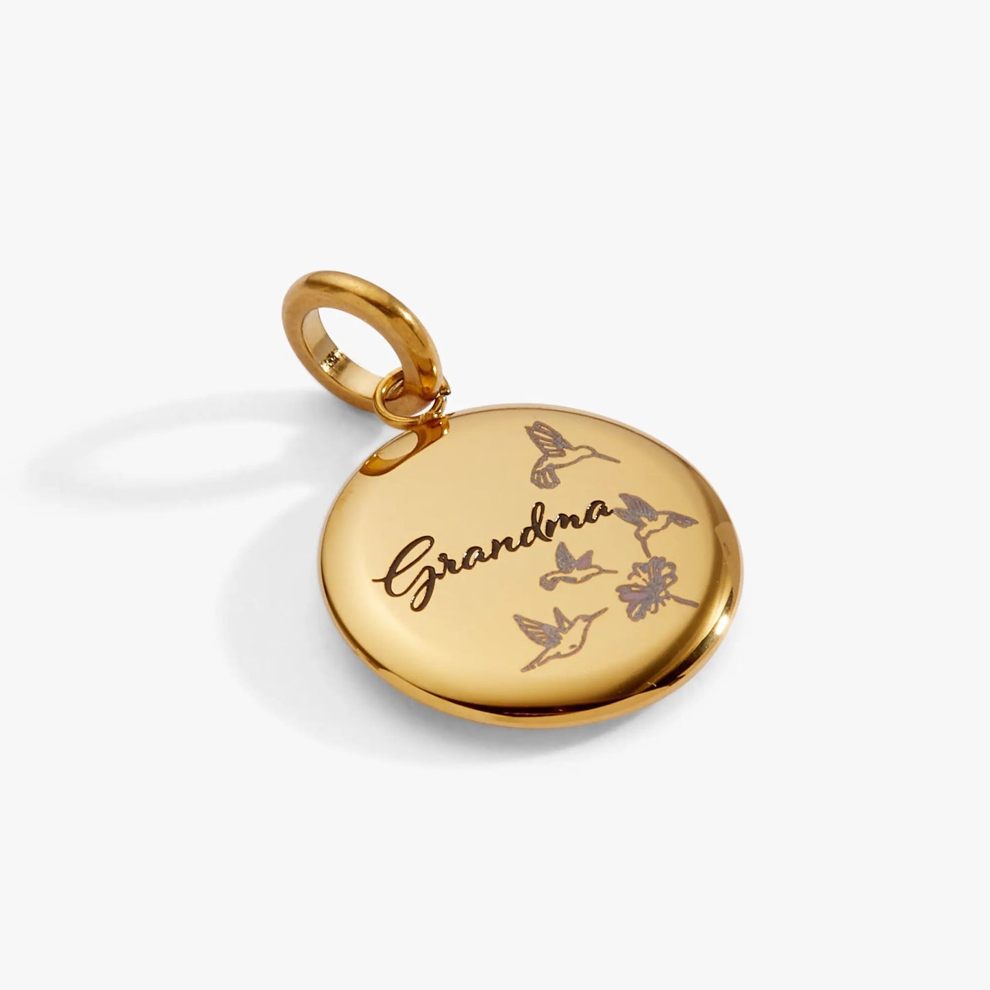 Grandma Hummingbird Disc Charm for Family Heart