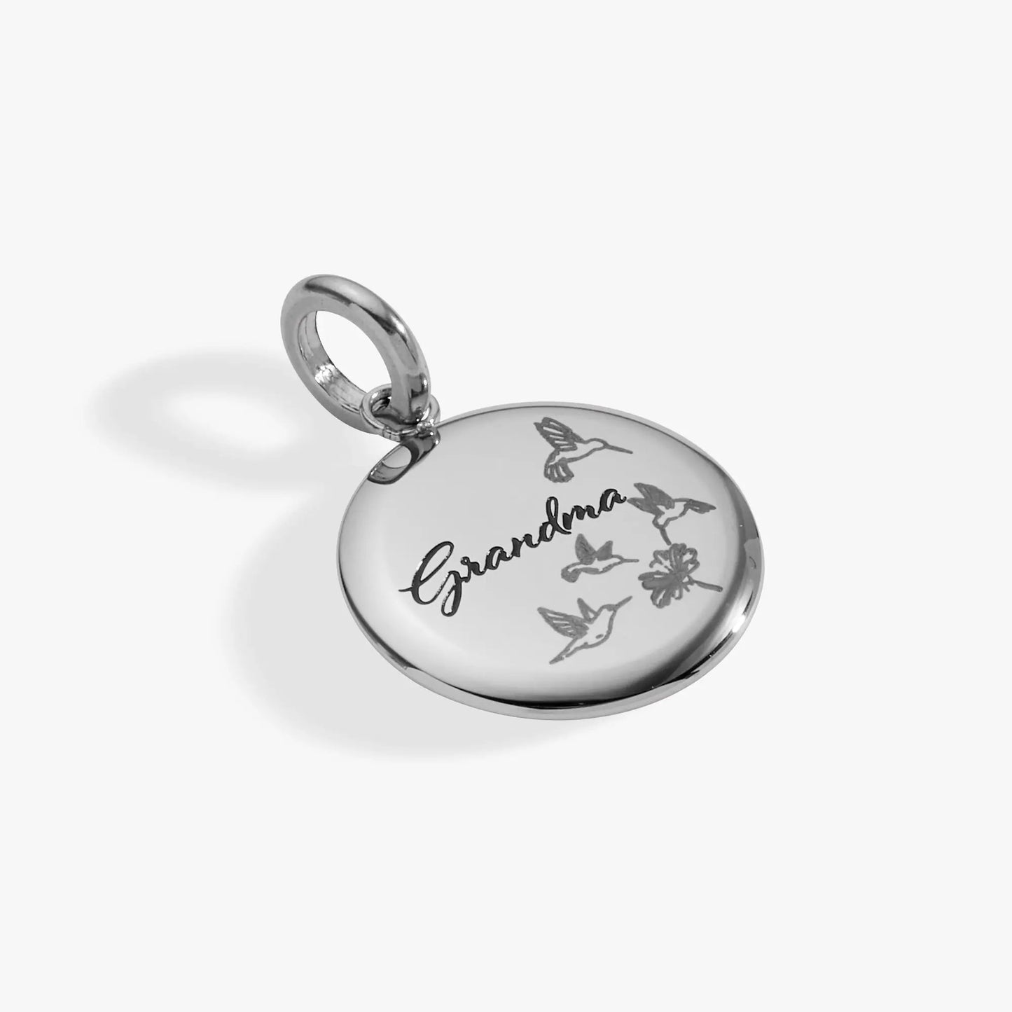 Grandma Hummingbird Disc Charm for Family Heart