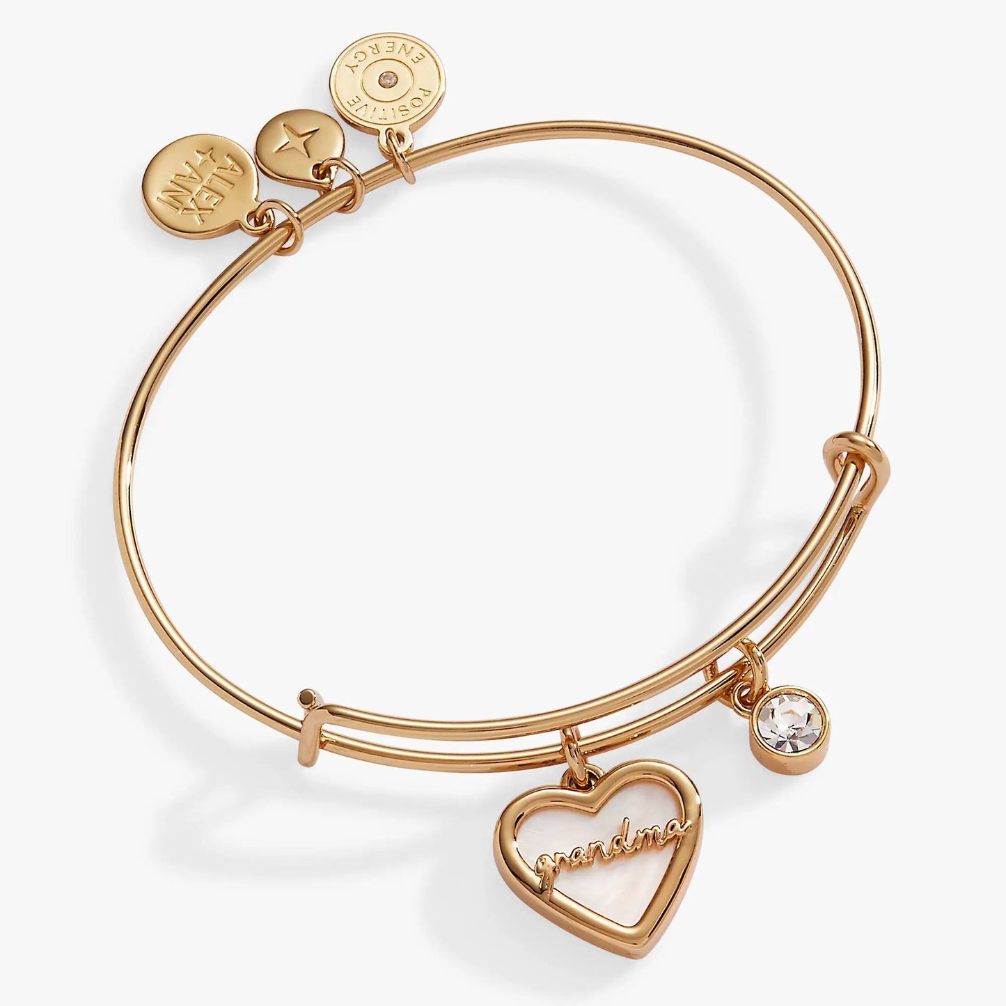 Grandma Mother of Pearl Bangle with Crystal Heart