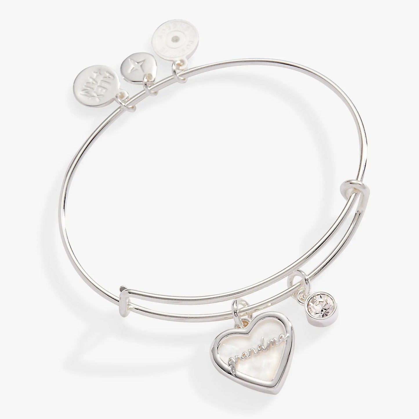 Grandma Mother of Pearl Bangle with Crystal Heart