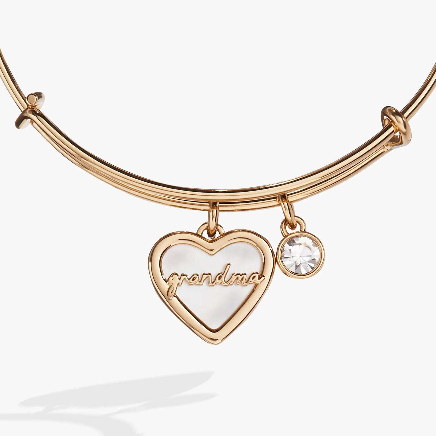 Grandma Mother of Pearl Bangle with Crystal Heart