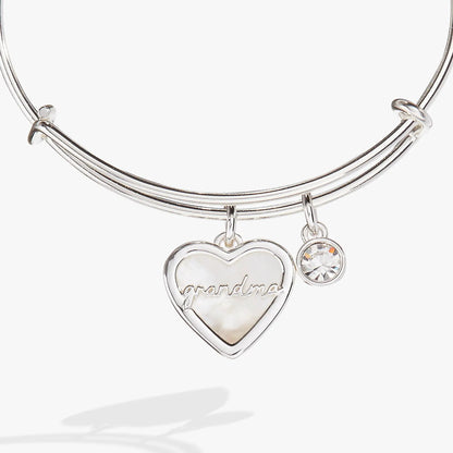 Grandma Mother of Pearl Bangle with Crystal Heart