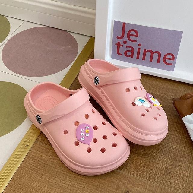 Stevvex pink women's slip-on clogs with perforated holes, rubber sandals 2 pairs on Tampa Home & Garden Store