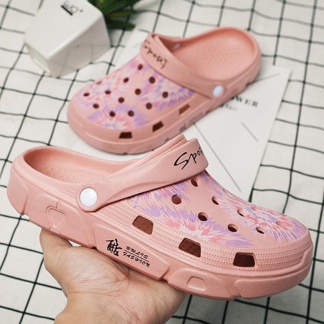 Stevvex pink womens slip-on garden sandals non-slip lightweight rubber clogs on Tampa Home & Garden Store