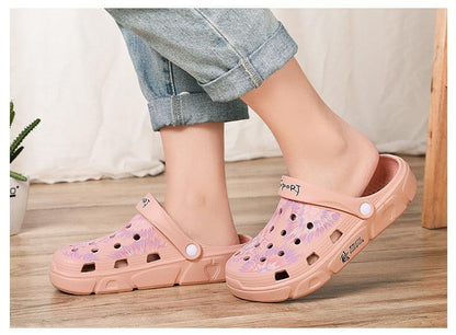 Stevvex pink women's garden clog sandals with ventilation holes and back strap lightweight rubber on Tampa Home & Garden Store