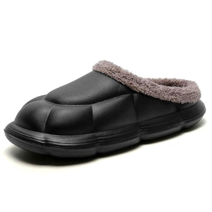 Stevvex gray slip-on fur-lined outdoor slipper with thick rubber sole, garden clog style on Tampa Home & Garden Store