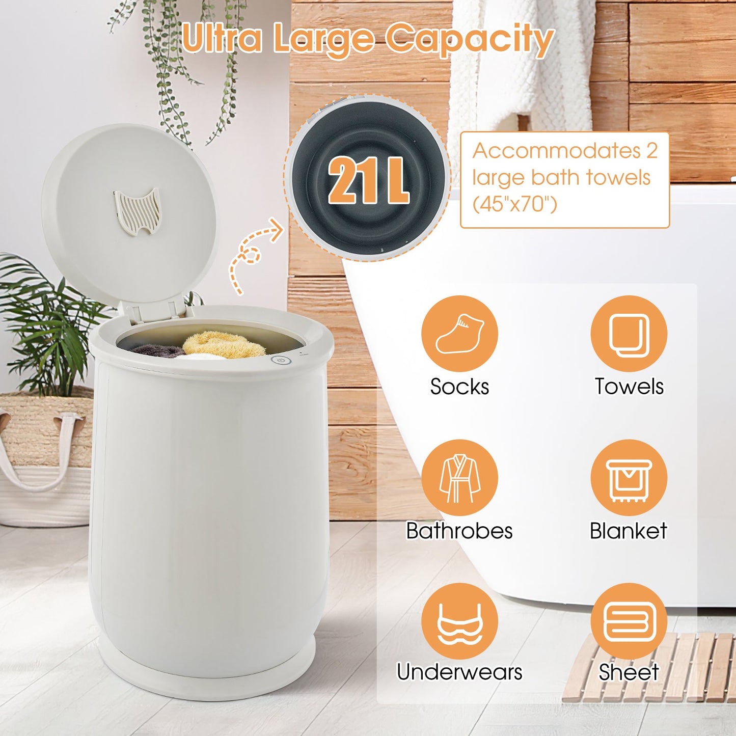 Calentador de toallas de baño 21L con apagado automático - Gris
