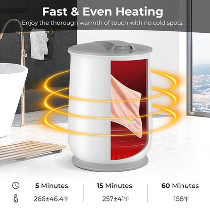 Calentador de toallas en cubo con apagado automático para baño - Gris