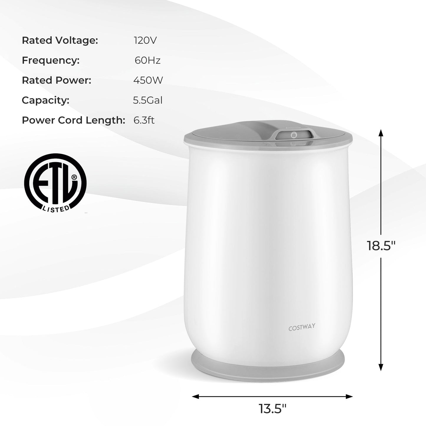 Calentador de toallas en cubo con apagado automático para baño - Gris