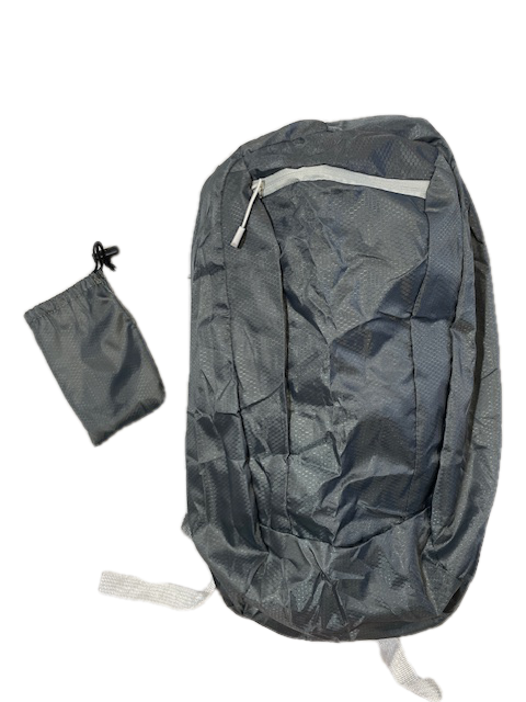 Gray polyester day pack by River Country Gear with white zipper pull; includes pouch on Tampa Home & Garden Store