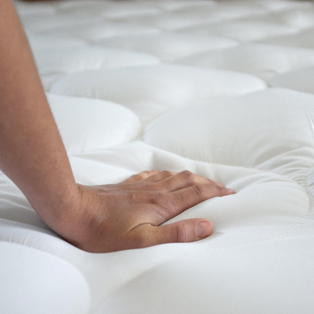 Kyla Collection 2in Thick Hypoallergenic Mattress Topper by Great Bay Home on white bedding on Tampa Home & Garden Store