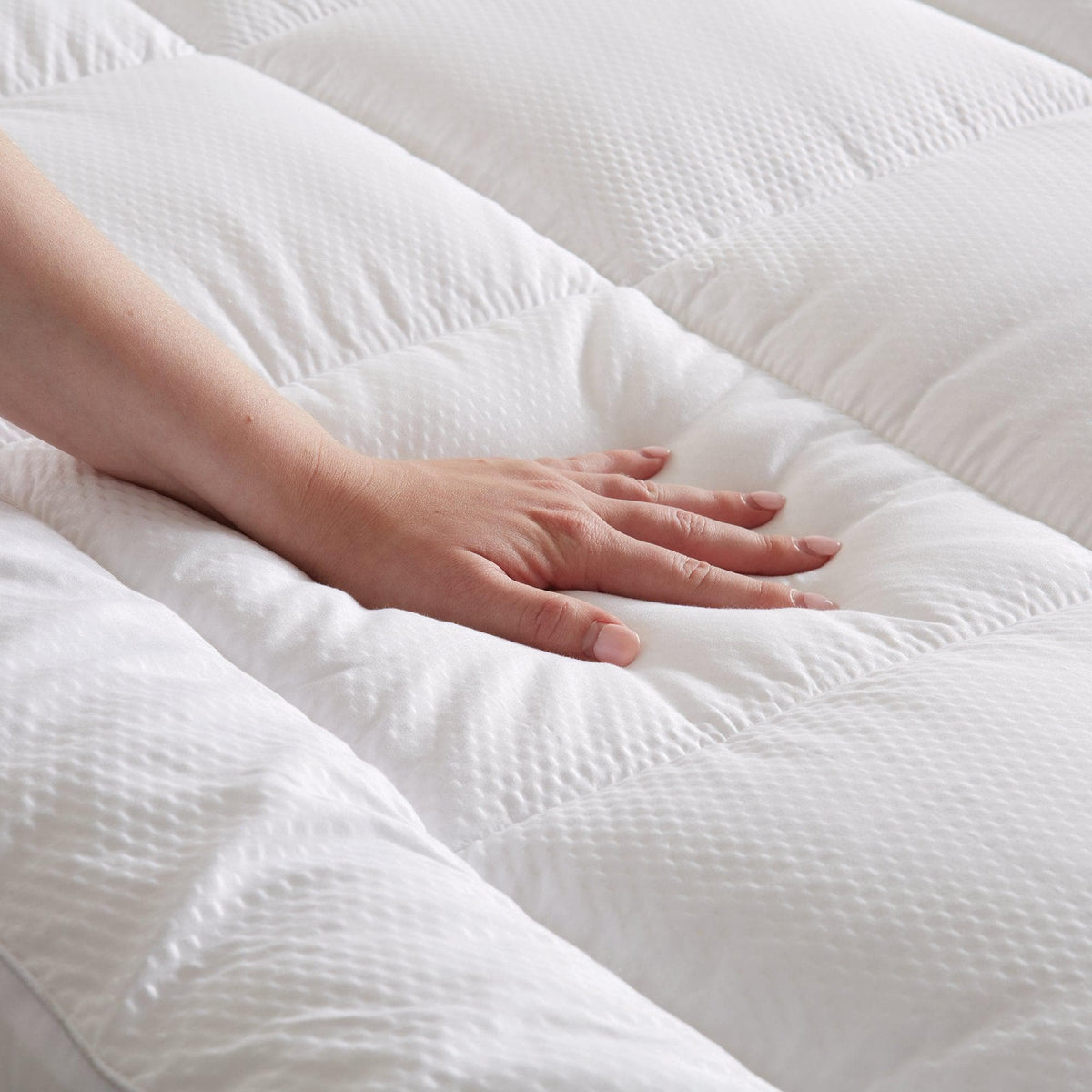 Great Bay Home 2 Inch Thick Mattress Topper white quilted mattress pad with dotted texture on Tampa Home & Garden Store