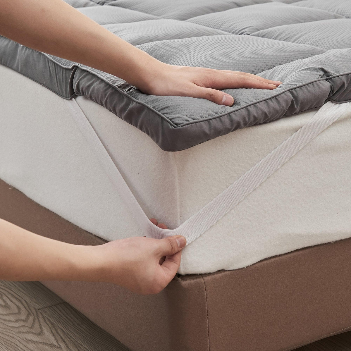 2 Inch Thick Mattress Topper gray quilted mattress pad Great Bay Home on Tampa Home & Garden Store