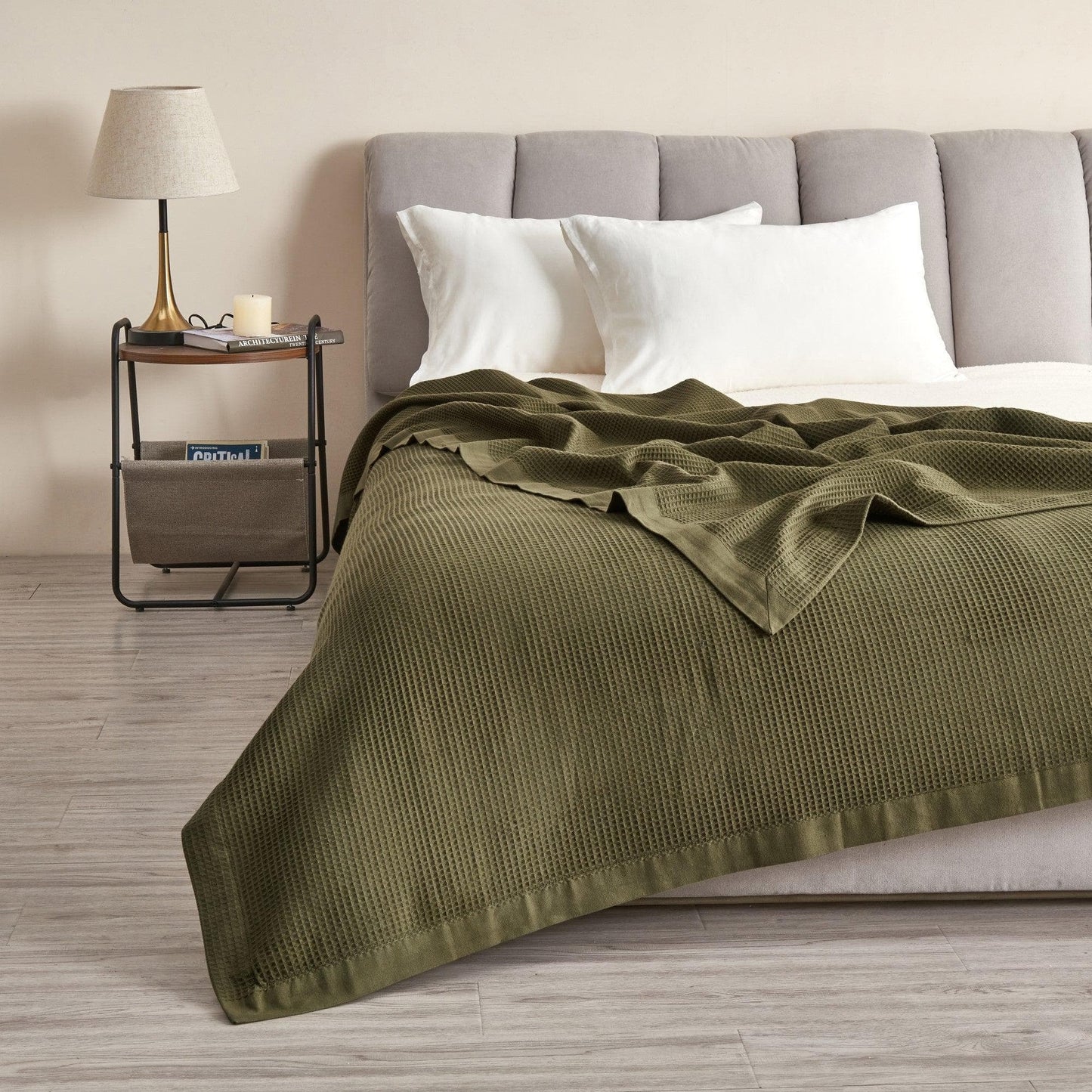 Small Waffle Cotton Blanket and Throw in Hazel