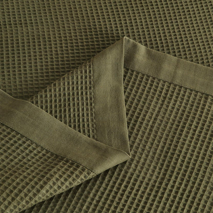 Small Waffle Cotton Blanket and Throw in Hazel