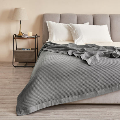 Small Waffle Cotton Blanket and Throw in Hazel