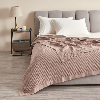 Small Waffle Cotton Blanket and Throw in Hazel