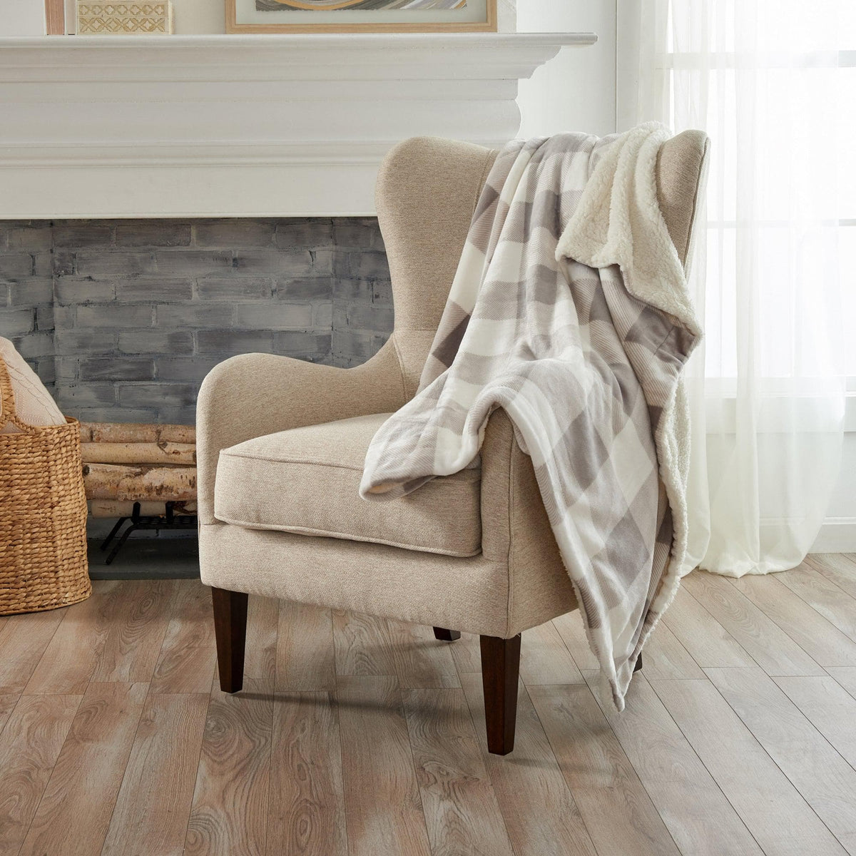 Velvet Plush Sherpa Bed Blanket beige with plush sherpa lining Great Bay Home on Tampa Home & Garden Store