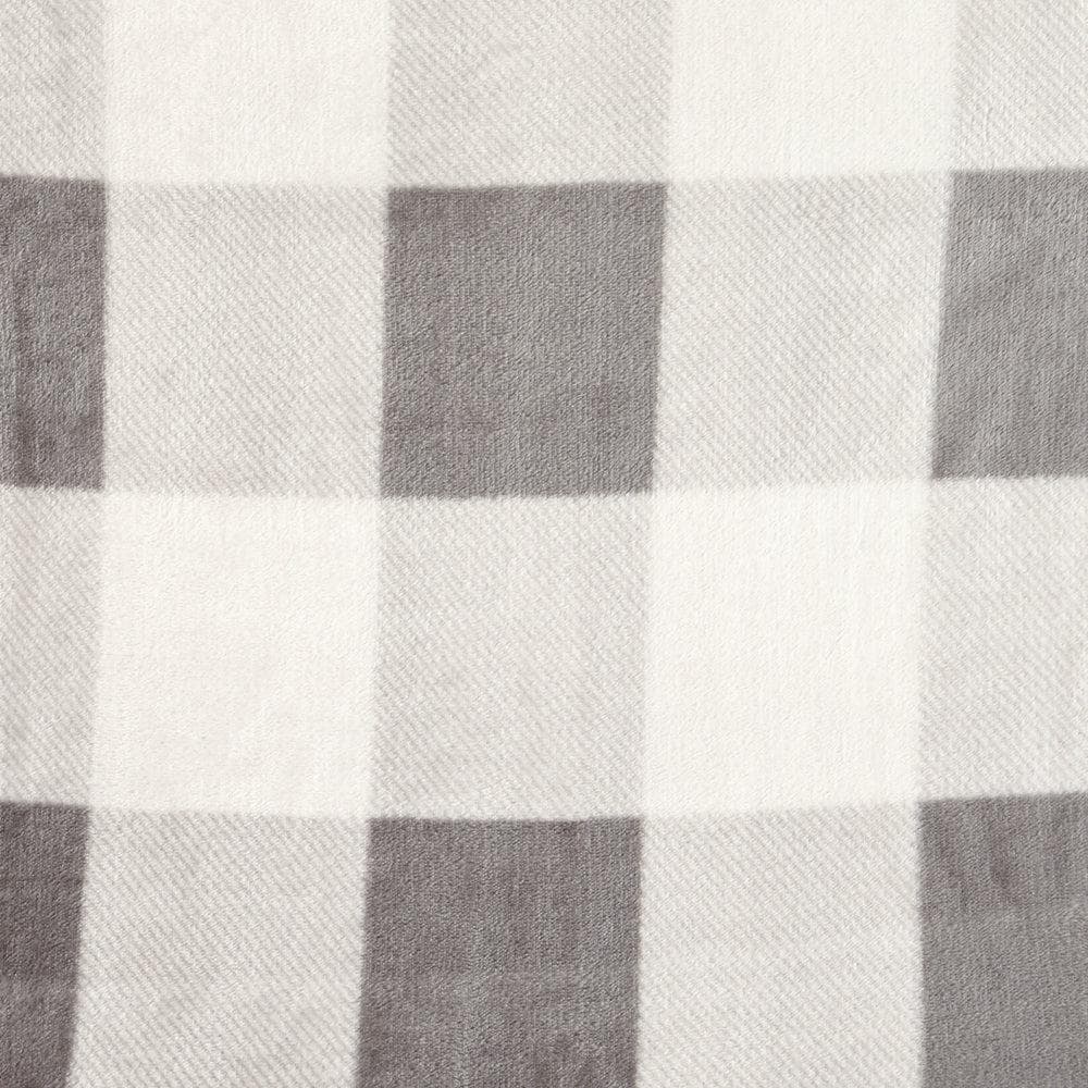 Velvet Plush Sherpa Luxury Bed Blanket gray ivory plaid Great Bay Home Cielo Collection on Tampa Home & Garden Store