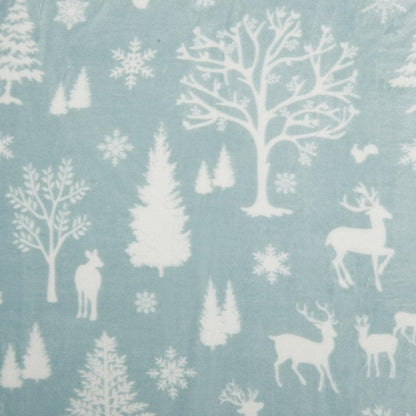 Velvet Plush Sherpa Luxury Bed Blanket in blue with white forest print by Great Bay Home on Tampa Home & Garden Store