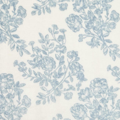 Velvet Plush Sherpa Bed Blanket - Cielo ivory with blue floral pattern by Great Bay Home on Tampa Home & Garden Store