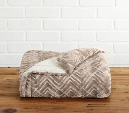 Velvet Plush Sherpa Luxury Bed Blanket taupe velvet with white sherpa lining on Tampa Home & Garden Store