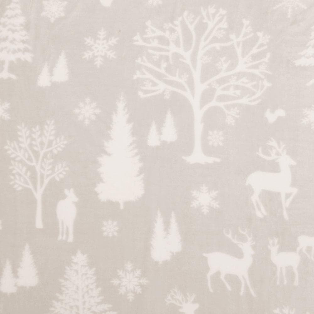 Velvet Plush Sherpa Luxury Bed Blanket Great Bay Home Cielo beige woodland pattern on Tampa Home & Garden Store