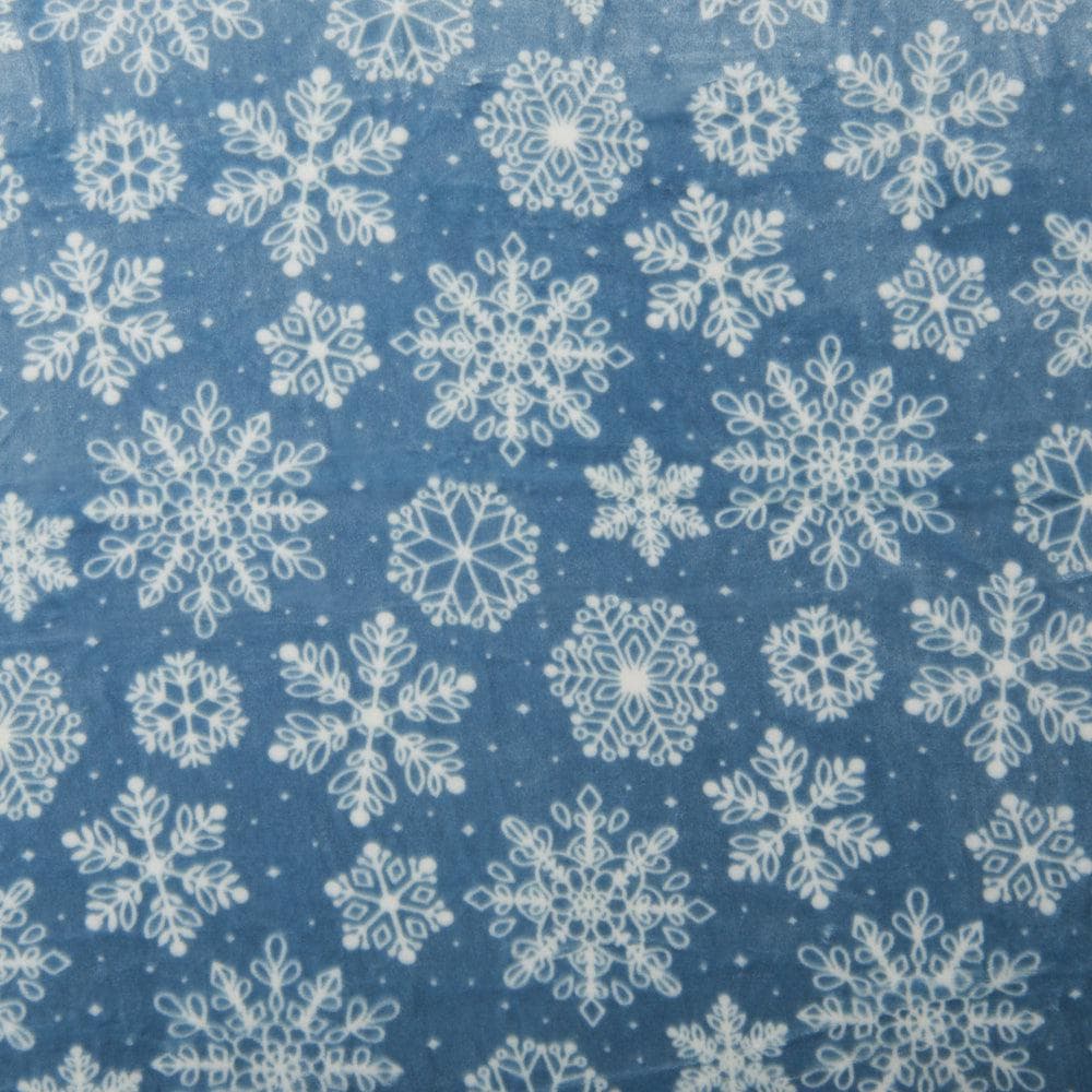 Velvet Plush Sherpa Bed Blanket Cielo blue snowflake pattern Great Bay Home on Tampa Home & Garden Store