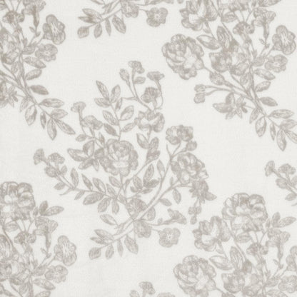 Velvet Plush Sherpa Luxury Bed Blanket - Cielo Collection in ivory with gray floral pattern on Tampa Home & Garden Store