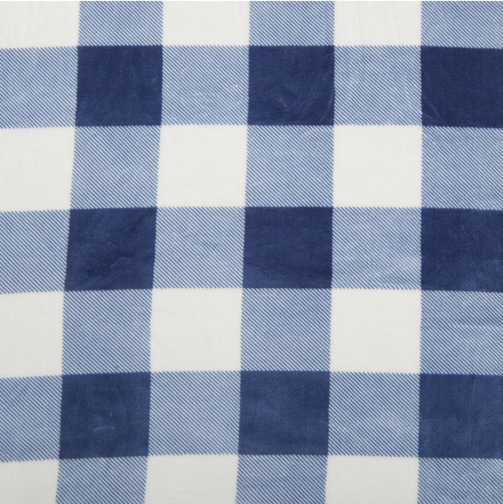 Velvet Plush Sherpa Luxury Bed Blanket - Cielo Collection in blue buffalo plaid by Great Bay Home on Tampa Home & Garden Store