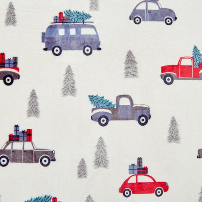 Velvet Plush Sherpa Bed Blanket Great Bay Home Cielo Collection red blue gray vehicle print on Tampa Home & Garden Store