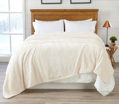 Velvet Plush Sherpa Luxury Bed Blanket ivory Great Bay Home Cielo Collection on Tampa Home & Garden Store