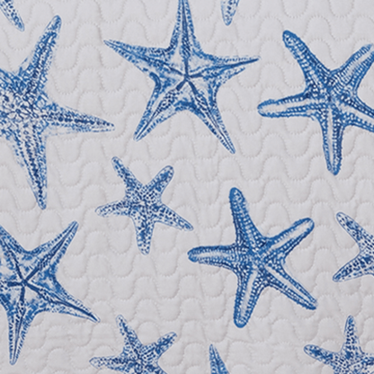 Blue Seashell Coastal Microfiber Quilt Set