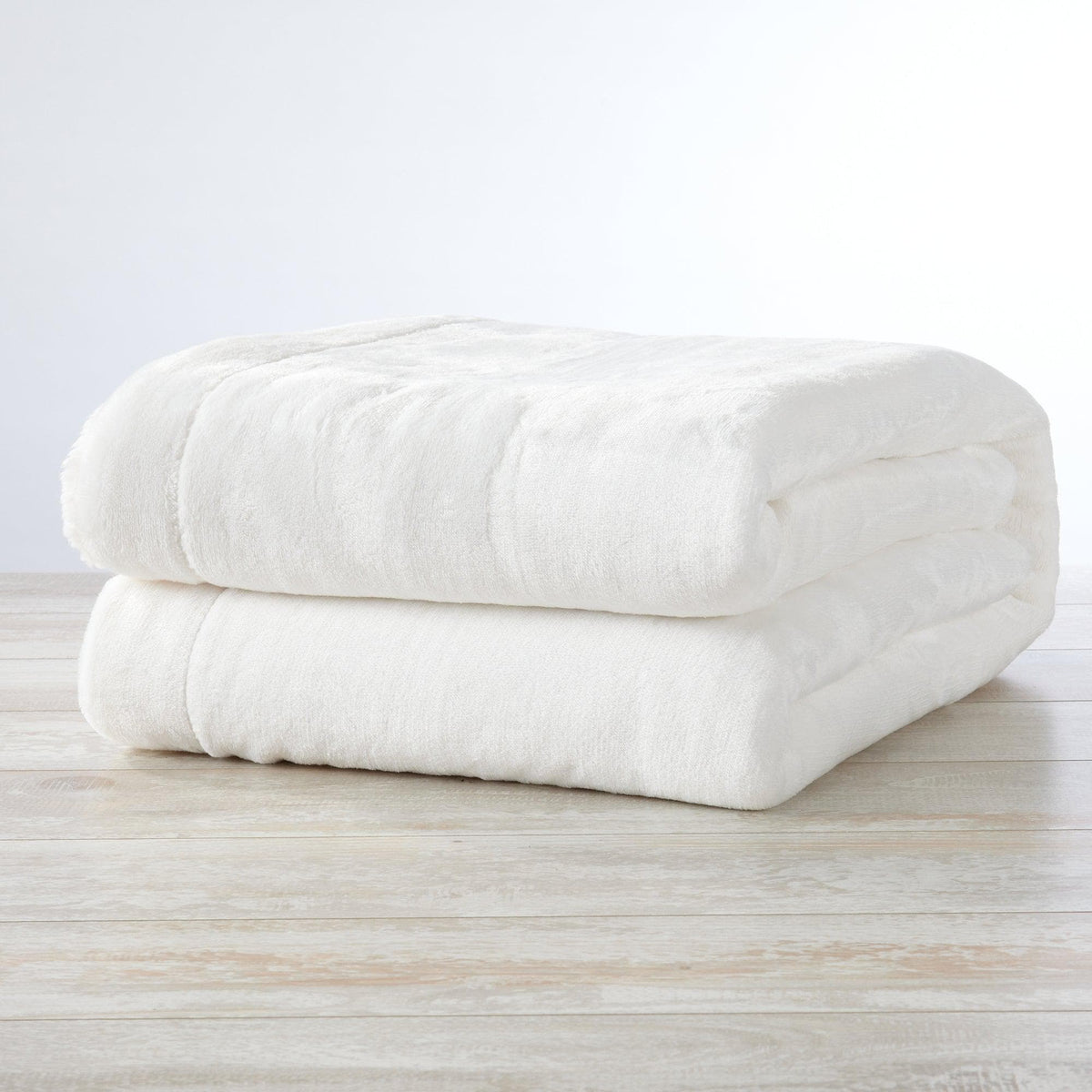 Velvet Plush Sherpa Bed Blanket Kinsley Collection ivory white plush blanket by Great Bay Home on Tampa Home & Garden Store