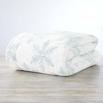 Velvet Plush Sherpa Luxury Bed Blanket Kinsley Collection mint leaf pattern Great Bay Home on Tampa Home & Garden Store