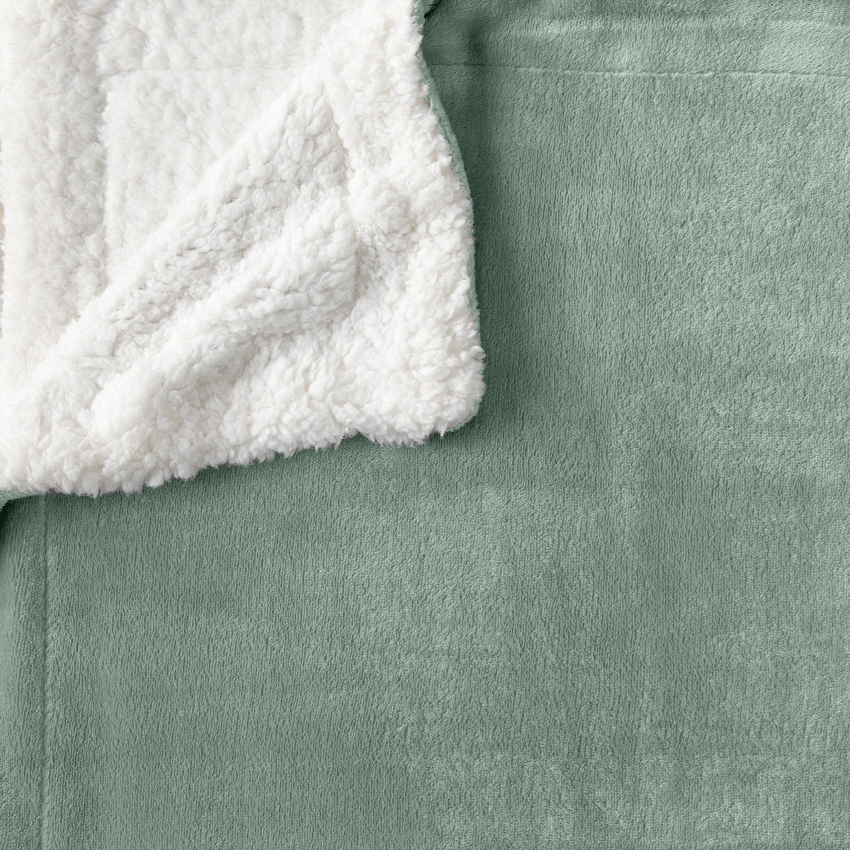 Velvet Plush Sherpa Bed Blanket - Kinsley by Great Bay Home, white sherpa with sage velvet on Tampa Home & Garden Store