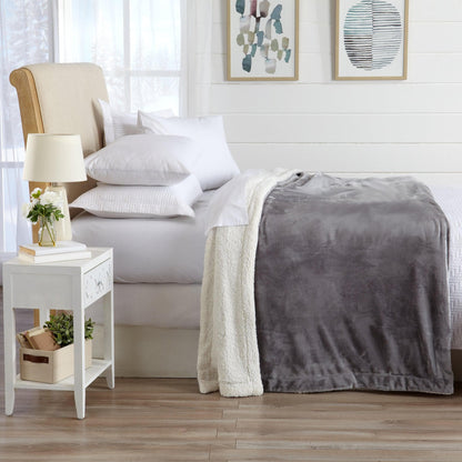 Velvet Plush Sherpa Luxury Bed Blanket - Kinsley Collection, gray by Great Bay Home on Tampa Home & Garden Store