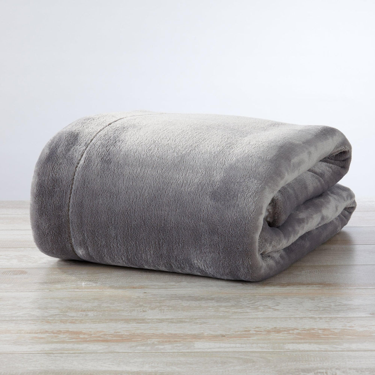 Velvet Plush Sherpa Luxury Bed Blanket Kinsley by Great Bay Home, gray rolled blanket on Tampa Home & Garden Store