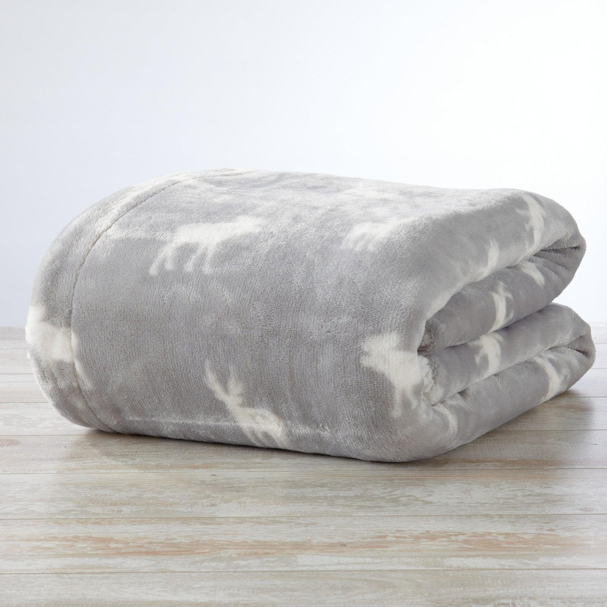 Velvet Plush Sherpa Luxury Bed Blanket by Great Bay Home in light gray folded on Tampa Home & Garden Store