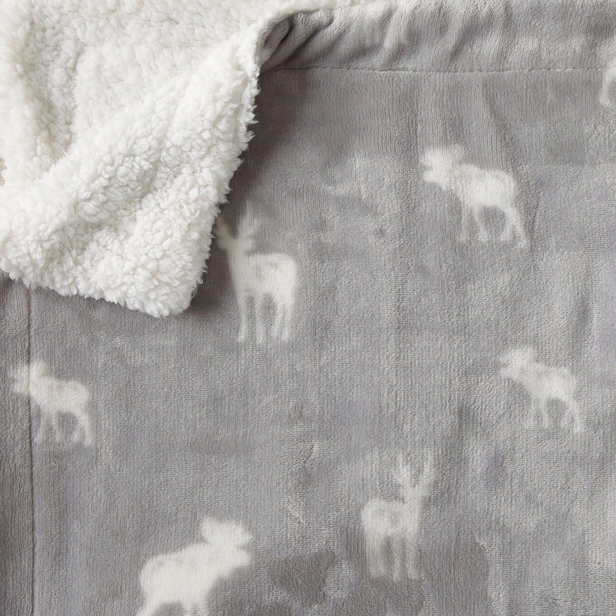 Great Bay Home Velvet Plush Sherpa Bed Blanket, Kinsley Collection; white sherpa & gray plush on Tampa Home & Garden Store