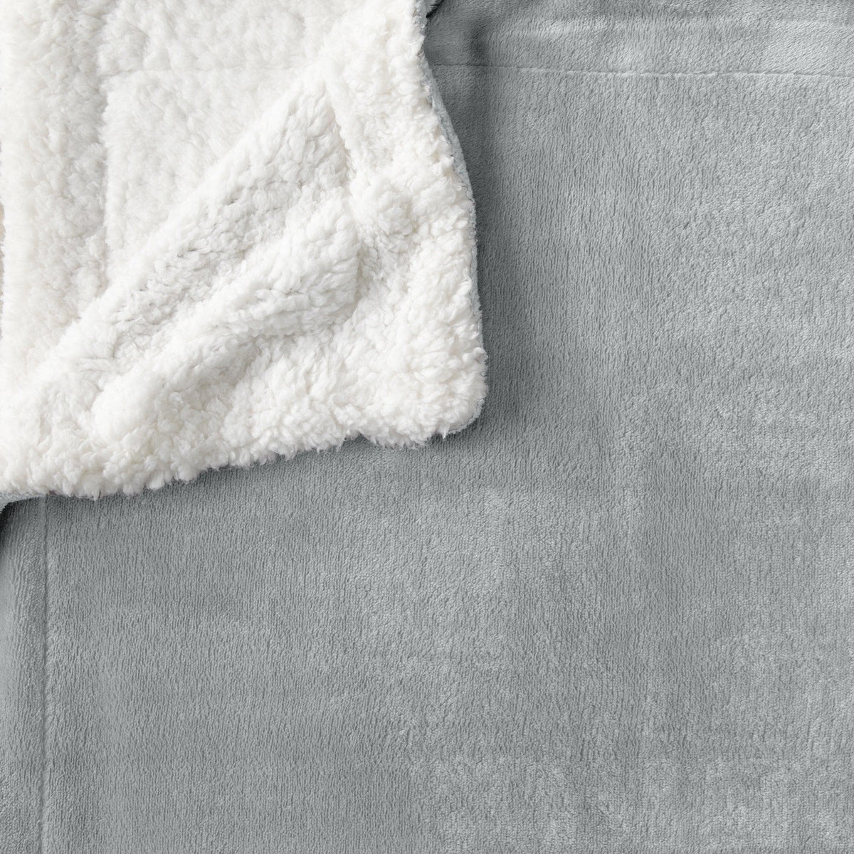 Velvet Plush Sherpa Bed Blanket by Great Bay Home, Kinsley, white sherpa and gray plush on Tampa Home & Garden Store
