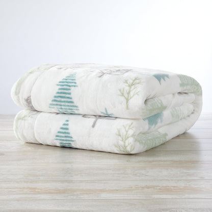 Velvet Plush Sherpa luxury bed blanket, Great Bay Home, Kinsley Collection, teal palm print on Tampa Home & Garden Store