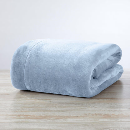 Velvet Plush Sherpa Luxury Bed Blanket, Kinsley Collection by Great Bay Home, light blue on Tampa Home & Garden Store