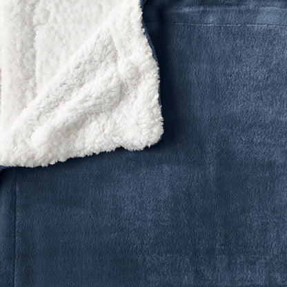 Velvet Plush Sherpa Bed Blanket, white sherpa with navy velvet, Kinsley Collection on Tampa Home & Garden Store