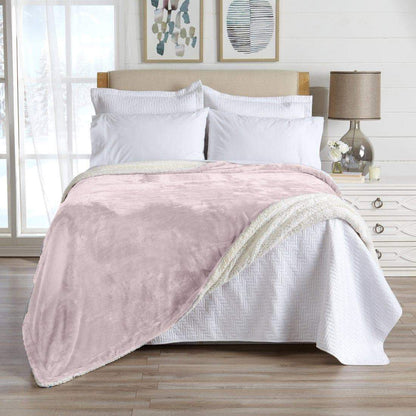 Velvet Plush Sherpa Luxury Bed Blanket - Kinsley Collection, blush pink by Great Bay Home on Tampa Home & Garden Store