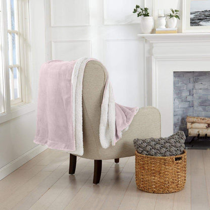 Velvet Plush Sherpa Bed Blanket - Kinsley Collection by Great Bay Home, pink with white sherpa, on Tampa Home & Garden Store