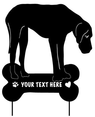 Great Dane statue lawn ornament by Rustica Ornamentals, wall art silhouette on bone stake on Tampa Home & Garden Store