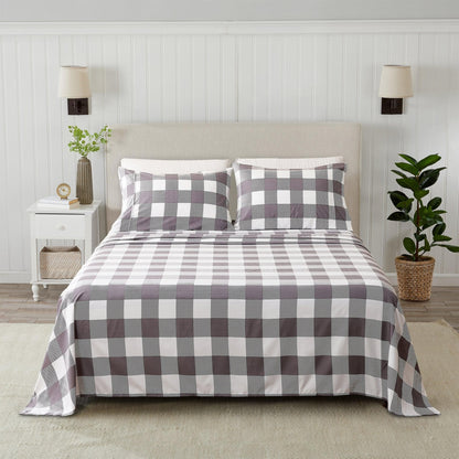 Printed Sheet Set Baylor Collection by Great Bay Home on plaid sheets with pillow shams on Tampa Home & Garden Store
